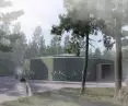 Therapeutic building with moss facade