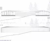 Cross-section and elevation of the hotel