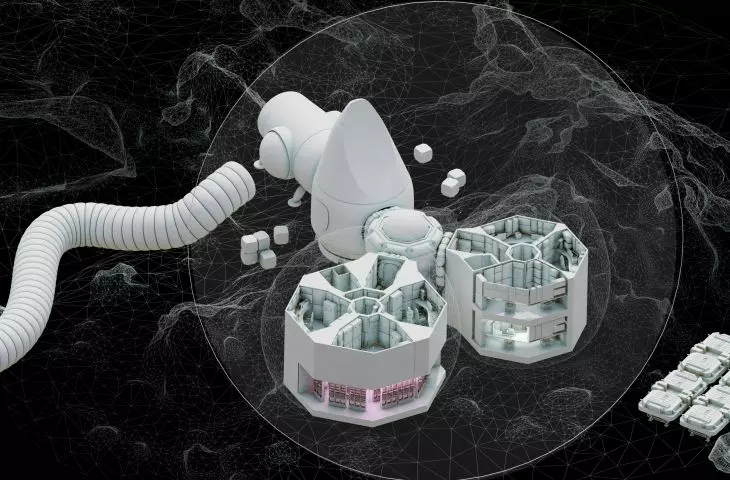 Laboratory unit and with housing for employees