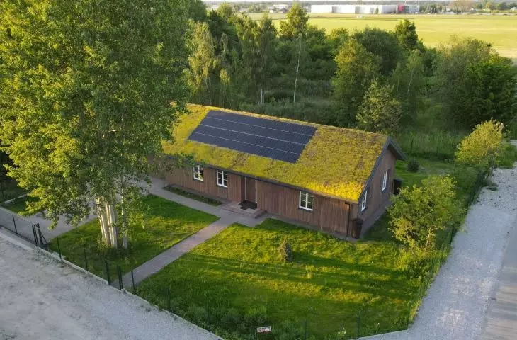 The roof of the building is covered with sedum