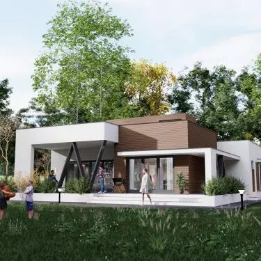 In recent years, it has become fashionable to combine several types of facade metarials in a single project. The facades of buildings are cobbled together from different elements with contrasting appearance.