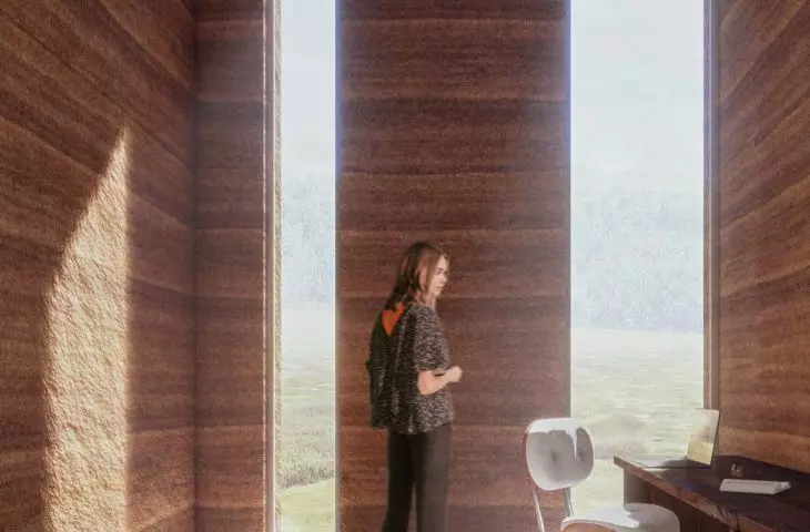 Vertical bands of window openings create rhythms 