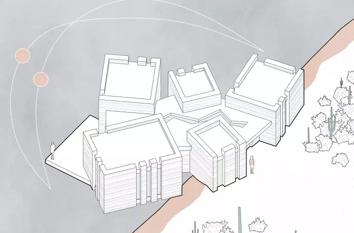 Light Canyon project, axonometry
