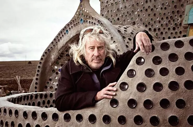 Architect Michael Reynolds, better known by his pseudonym Garbage Warrior, posing in 