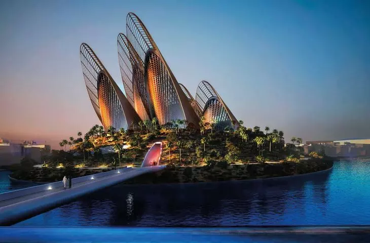 Visualization of the Sheikh Zayed National Museum on Saadiyat Island in Abu Dhabi designed by Foster + Partners.