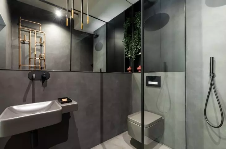 Large mirror optically enlarges the space