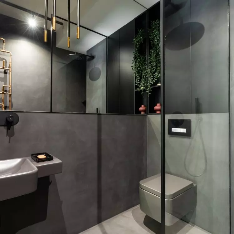Large mirror optically enlarges the space