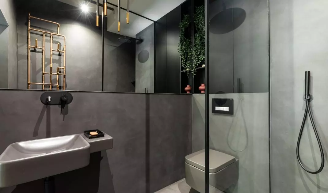 Large mirror optically enlarges the space