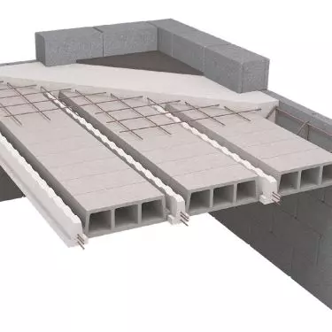 Floor system with concrete block infill