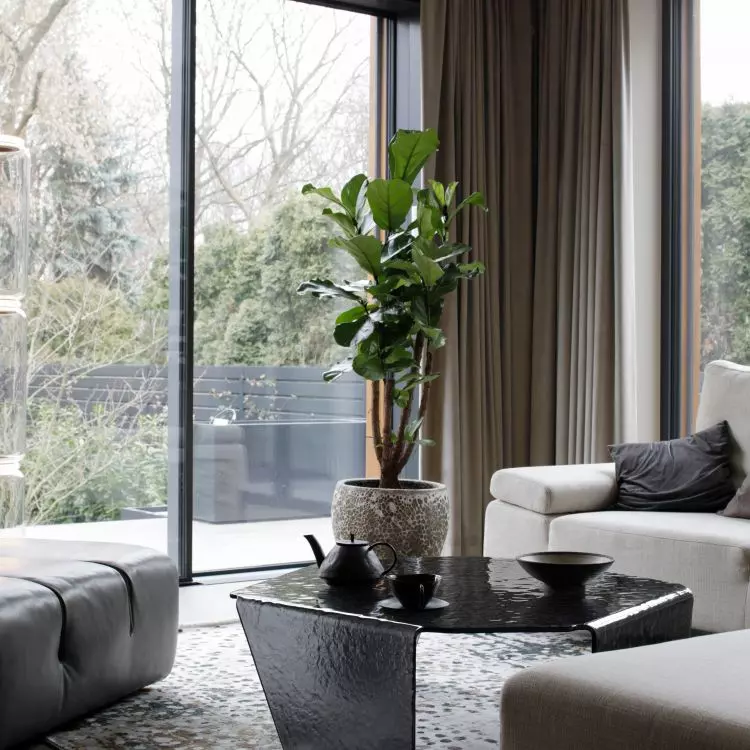 The living area is glazed on two sides