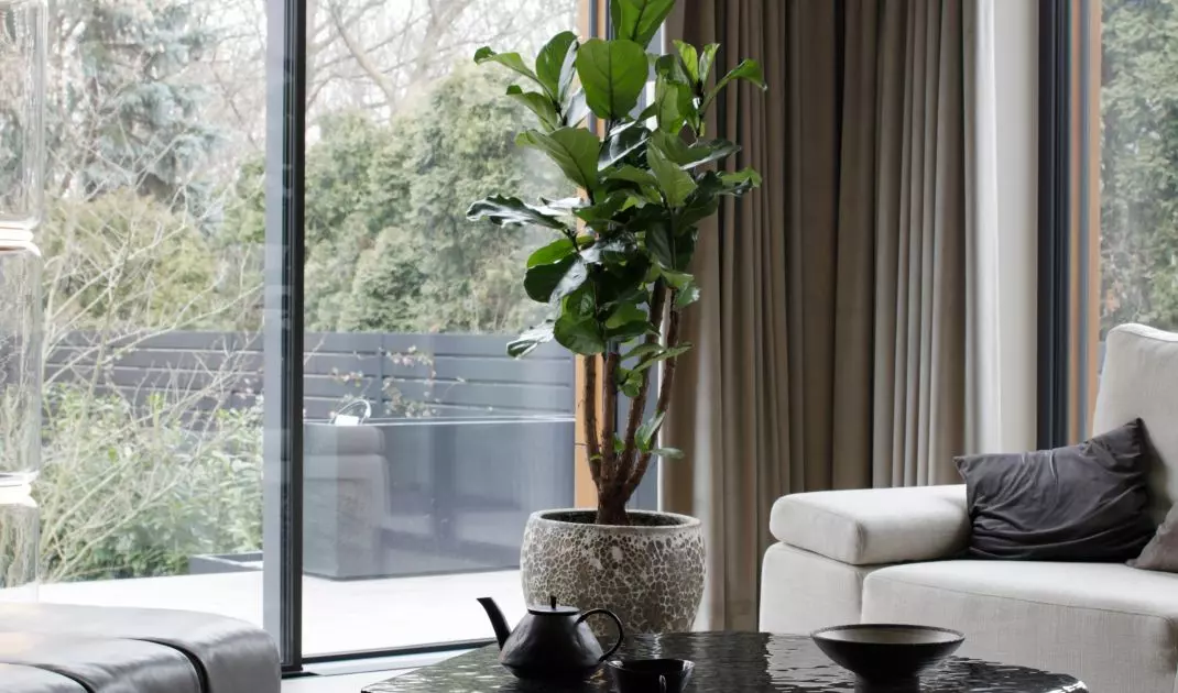 The living area is glazed on two sides
