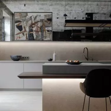 The focal point of the kitchen is the island