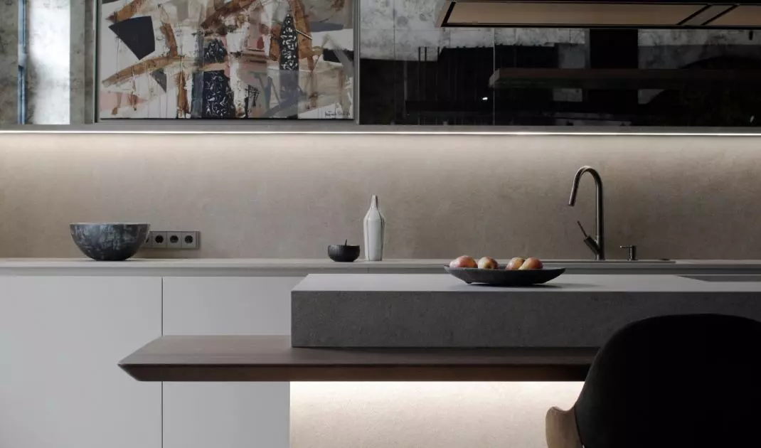 The focal point of the kitchen is the island