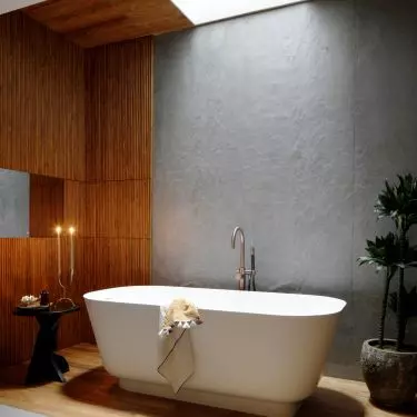 The interior uses a lot of natural materials