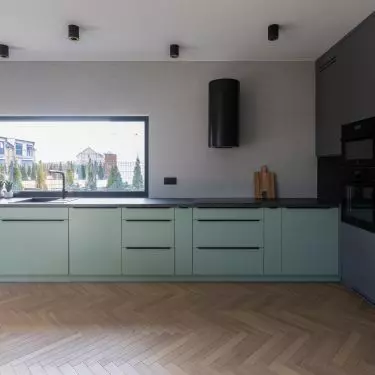 Eucalyptus fronts combine beautifully with the graphite of the development