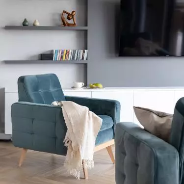 Eucalyptus sofa was the inspiration for the rest of the interior