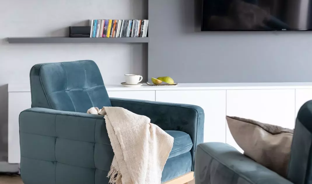 Eucalyptus sofa was the inspiration for the rest of the interior