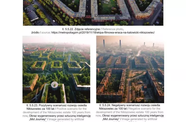 Attempts to use artificial intelligence to create images of the future, positive and negative scenario