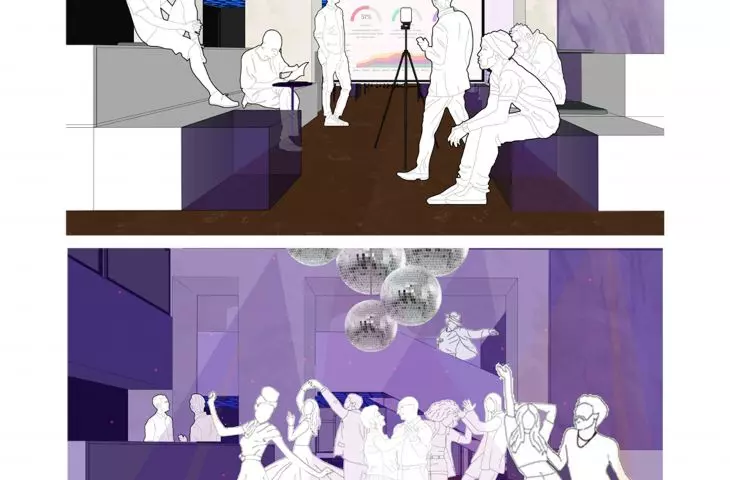 Przestrzeń spotkań biznesowych zmienia się nocą w dancefloor