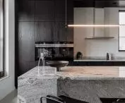 Minimalist kitchen island made of marble