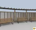 trejaże wg indywidualnego projektu oraz tzw. ławka warszawska zastosowana na terenie skwerów