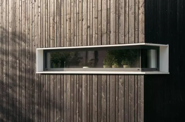 The material on the facade is Siberian larch