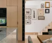 the interior is decorated in bright colors
