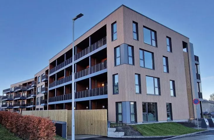 nowoczesne budynki wielorodzinne Signaturhagen (Norwegia) wzniesione w technologii modułowej