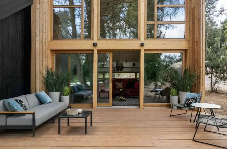 The house was built using wooden prefabrication technology