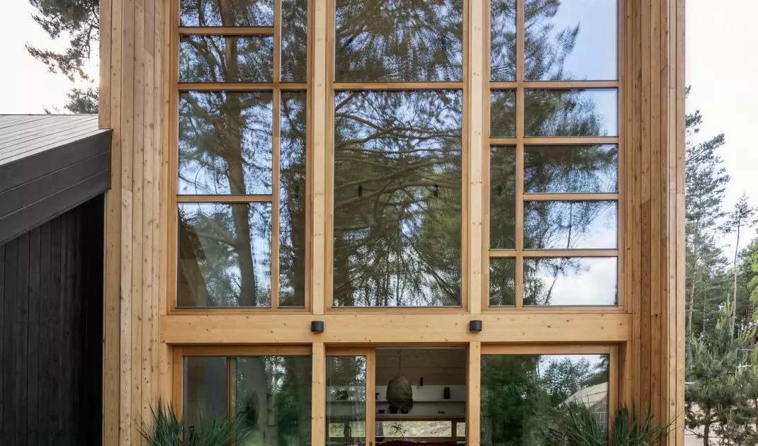 The house was built using wooden prefabrication technology