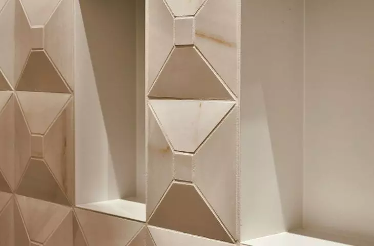 Shelves for cosmetics have been created in the wall