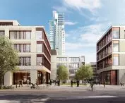 in the first floors are planned arcades, restaurants, cafes