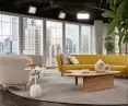 The heart of the interior are two, curved sofas
