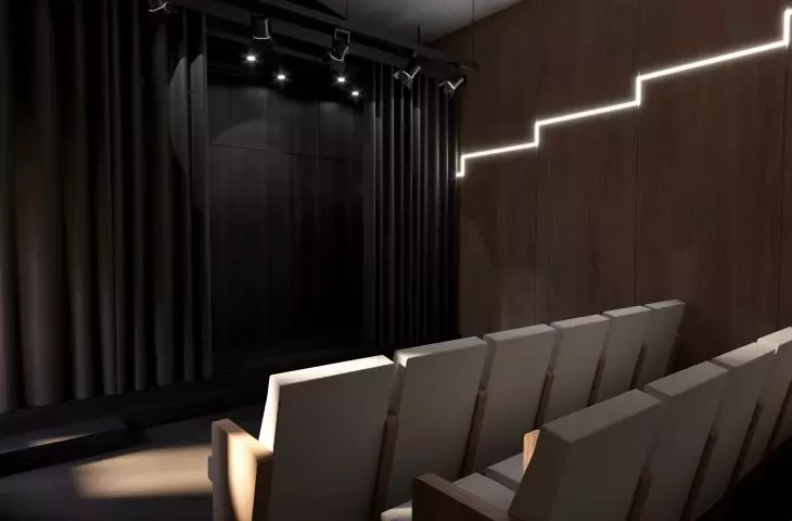 Wnętrze domku — kino / teatr