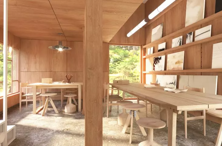Interior of the cottage - art studio