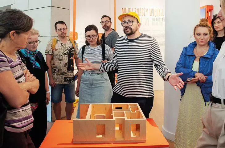 exhibition display during the opening and guided tour by Jakub Szczęsny