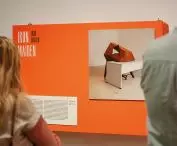 exhibition display during the opening and guided tour by Jakub Szczęsny