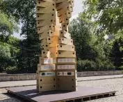 Benches installation as part of the Taburete Towers series, Warsaw, Poland