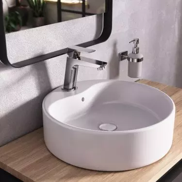 The bathroom faucet is responsible for supplying water and regulating its temperature and flow.