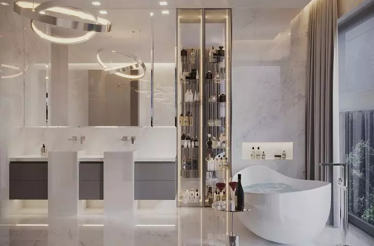 While taking a bath, you can enjoy the nature outside the window
