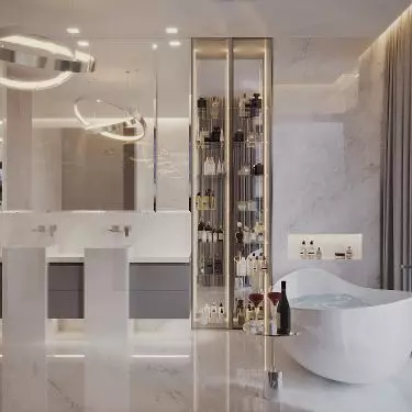 While taking a bath, you can enjoy the nature outside the window