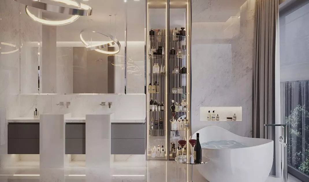 While taking a bath, you can enjoy the nature outside the window