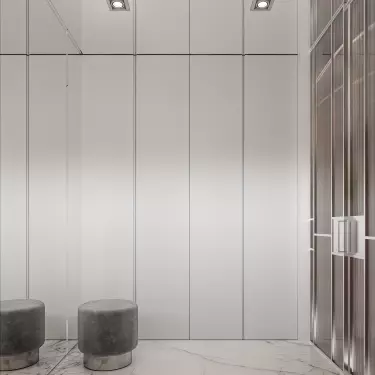 The closet enclosure creates a smooth surface