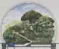 przekrój pawilonu lasu deszczowego Tsuruhama, Osaka, Japonia, proj.: Cambridge Seven Associates, 1993–1995