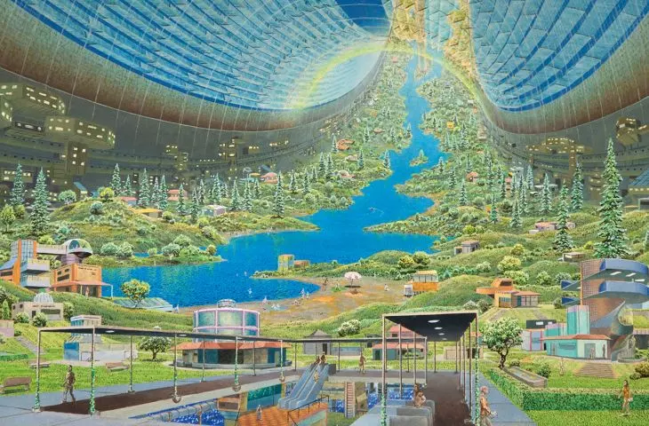 torus Stanforda, widok wnętrza proj.: Don Davis, 1975