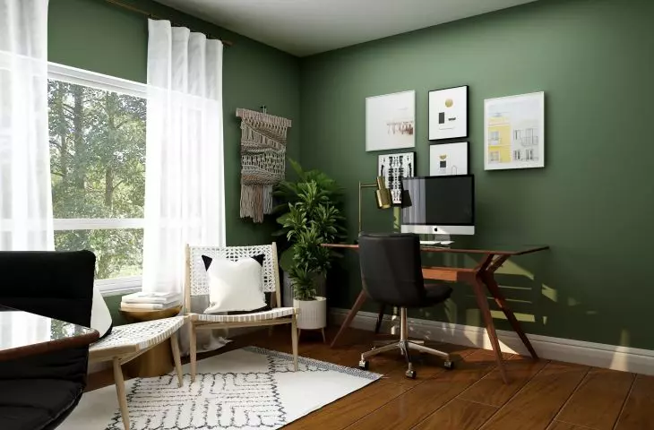 A home office does not have to be located in a separate room. It can also be a separate part of the living room or bedroom