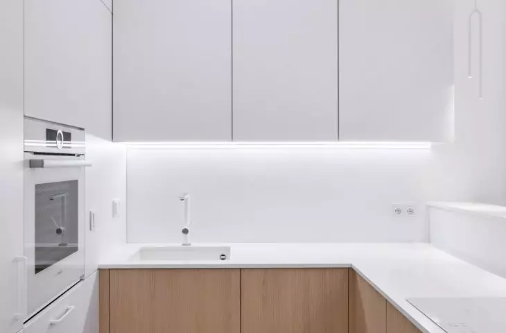 A stretch ceiling was installed in the kitchen