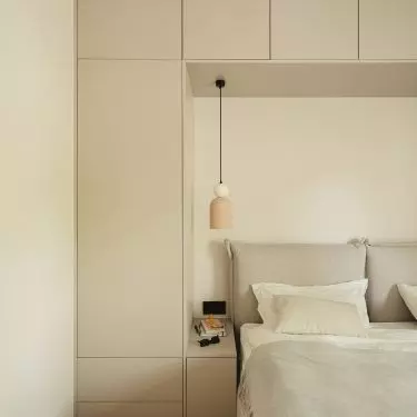 The arrangement of the apartment is calm and soothing