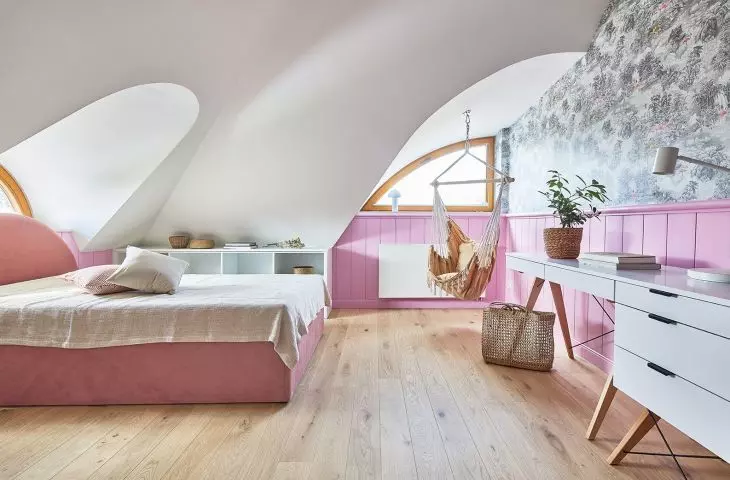 Girls' bedrooms are dominated by white and shades of pink