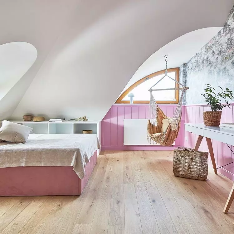 Girls' bedrooms are dominated by white and shades of pink